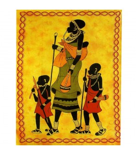 Tela Algodon India-Familia Africana-Artesana-140 x 210 cm