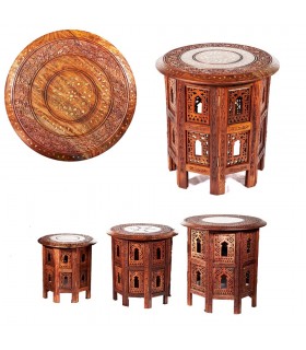 Mesa de Madera de India Artesana - 3  Tamaños - Desmontable