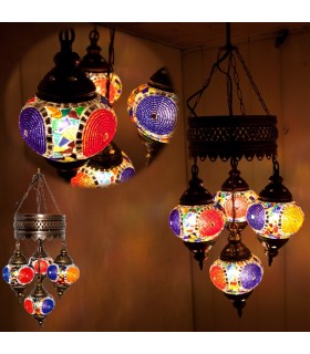 Lampara Turca - 4 Bolas Cristal Murano - Mosaico - 75 cm