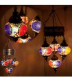 Lampara Turca - 4 Bolas Cristal Murano - Mosaico - 75 cm
