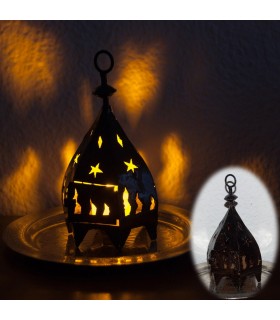Farol Mini Hexagonal de Hierro para Vela  - Forja Calada - 19 cm
