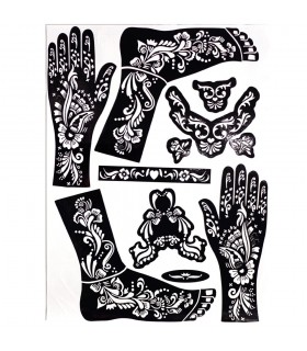 Plantilla Adhesiva Tatuajes Henna - Pies y Manos - 1 Solo Uso