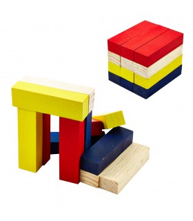 Juego Bloques Madera - Multicolor - 12 Piezas - Montar Figuras