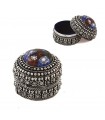 Engraved Alpaca Box with Multicolored Reliefs- Oriental Design -3,5cm