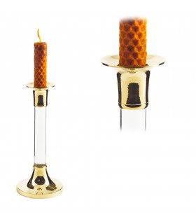 Bougeoirs en bronze et cristal - Oblong - 17 cm