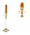 Portavelas Bronce y Cristal  - Alargado -  20 cm