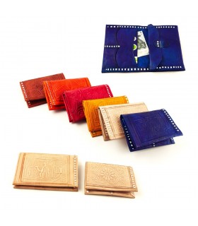 Cartera de Piel Rectángular - Cuero Grabado - Varios Colores