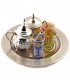 Juego de Té Arabe- Tetera - Bandeja 30 cm - 3 Vasos - Azucarero