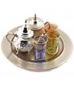 Juego de Té Arabe- Tetera - Bandeja 30 cm - 3 Vasos - Azucarero