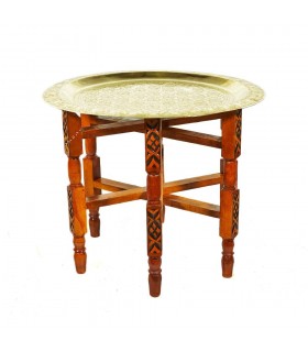 Mesa de Latón Para Tetería - Patas Madera Plegables -desde 40 cm