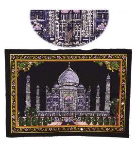 Tela Algodon India- Mezquita Taj Mahal -Lentejuelas-55 x 40 cm.
