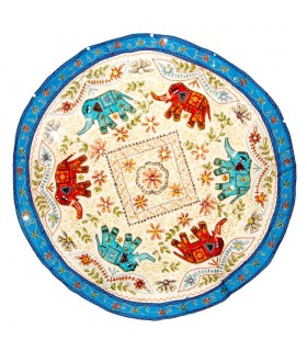 Tapete Decoracion Redondo - Diseño Elefantes - Algodon - 150 cm