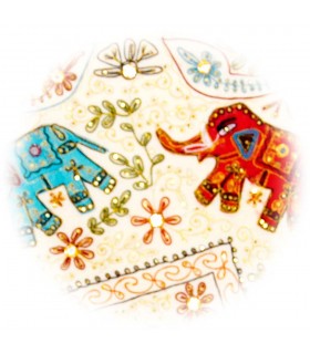 Decorative Rug Round - Floral Elephant - Cotton  - 150 cm