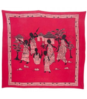 Tela Algodon-India-Tribu Mujeres Guerreras-Artesana-210 x 245 cm