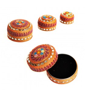 Juego 3 Cajitas Brillantes Purpurina Floral-Terciopelo - Colores