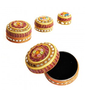 Juego 3 Cajitas Brillantes Purpurina Floral-Terciopelo - Colores
