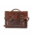 Handcrafted Leather Briefcase - Double Buckle Closure - Khiata Model