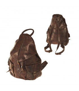 Mochila Cuero Artesanal - 2 Bolsillos - Modelo Caparazón