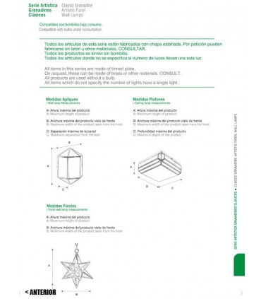 Farol Envejecido Modelo Alcaicería - Serie Andalusí Granadina - Varios Acabados
