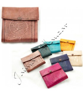 Cartera de Piel Cuadrada - Cuero Grabado - Varios Colores