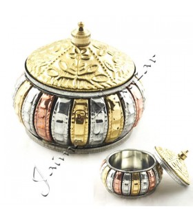 Caixa de bronze Grande - Relevos gravado Floral - 6 cm