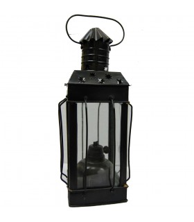 Farol Parafina -Forja y Cristal-Base con Mecha Algodón -Quinqué