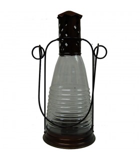 Bouteille bougie lanterne - forge et verre