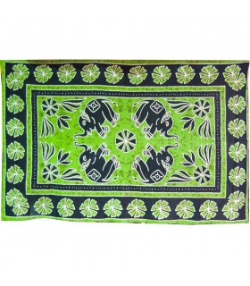 Tela Algodon India- Elefantes Floral  -Artesana-140 x 210 cm