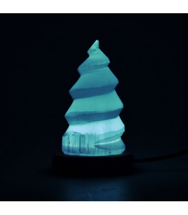 Lámpara Selenita Espiral - USB - Mineral Natural