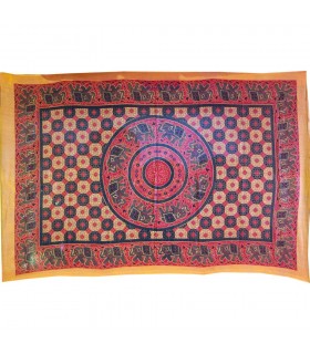 Tessuto cotone India-Elefante Pecock Mosaico-Quesería - 140 x 210 cm