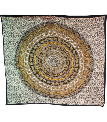 Tela Algodon India-Elefante Pecock Floral-Artesana-210 x 240 cm