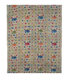 Tela Algodon India- Cuadro Elefantes  -Artesana-140 x 210 cm