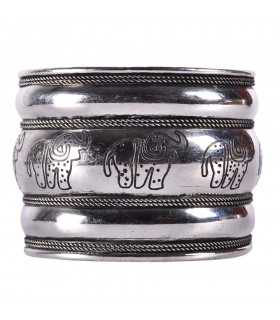 Brazalete Ancho Plateado - Elefantes - NOVEDAD