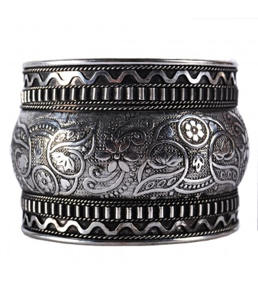 Bracelet en argent - imprimé Floral - alpaga