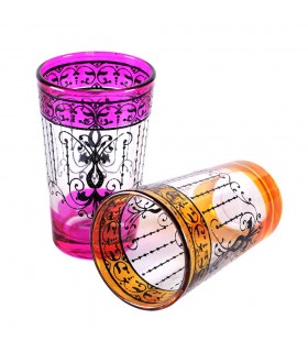 Juego 6 Vasos de Té Grabados -  Filigrana Floral Henna - Diseño Mariposa