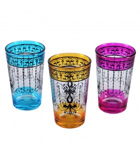 Juego 6 Vasos de Té Grabados -  Filigrana Floral Henna - Diseño Mariposa