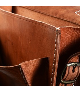 Cartera Artesana Cuero - Gran Calidad - 2 Compartimentos - 27 cm