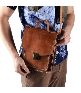Cartera Artesana Cuero - Gran Calidad - 2 Compartimentos - 27 cm