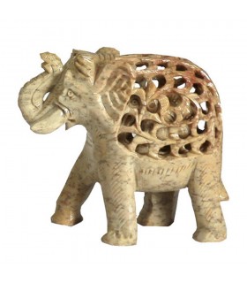 Elefante Onix Calado con Hijo dentro- Artesanal - 13 cm - Suerte