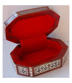 White Oval Box - Nacar - Velvet - Inlaid in Egypt
