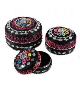 Juego 3 Cajitas Brillantes Purpurina Floral-Terciopelo - Colores