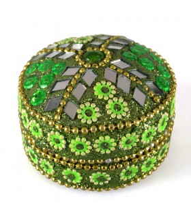 Box shiny round - inside velvet - assorted colors