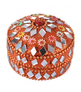 Box shiny round - inside velvet - assorted colors