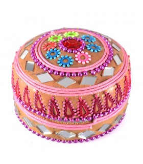Box shiny round - inside velvet - assorted colors