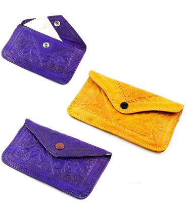 Cartera Piel Grabada y Acolchada - 2 Tamaños - Varios Colores