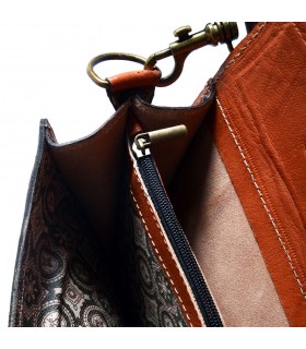 Briefcase Office leather - 3 compartments - inside pocket for mobile - 38 cm