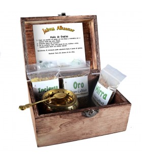 Confezione tesori d'Oriente - Incenso Mirra e oro - include pinzette incensiere e carbonio-