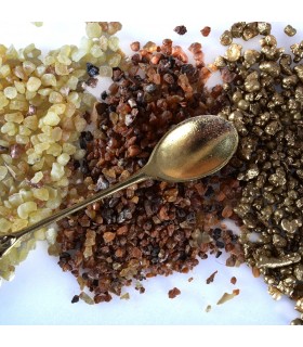Confezione tesori d'Oriente - Incenso Mirra e oro - include pinzette incensiere e carbonio-