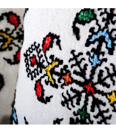 Pad cotton and wool - embroidered hand - craft - 35 cm