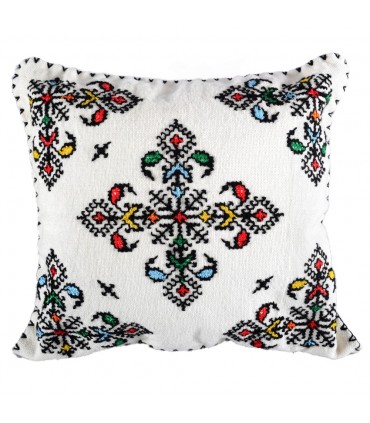 Cojín Algodón Y Lana - Bordado A Mano - Artesanal - 35 cm